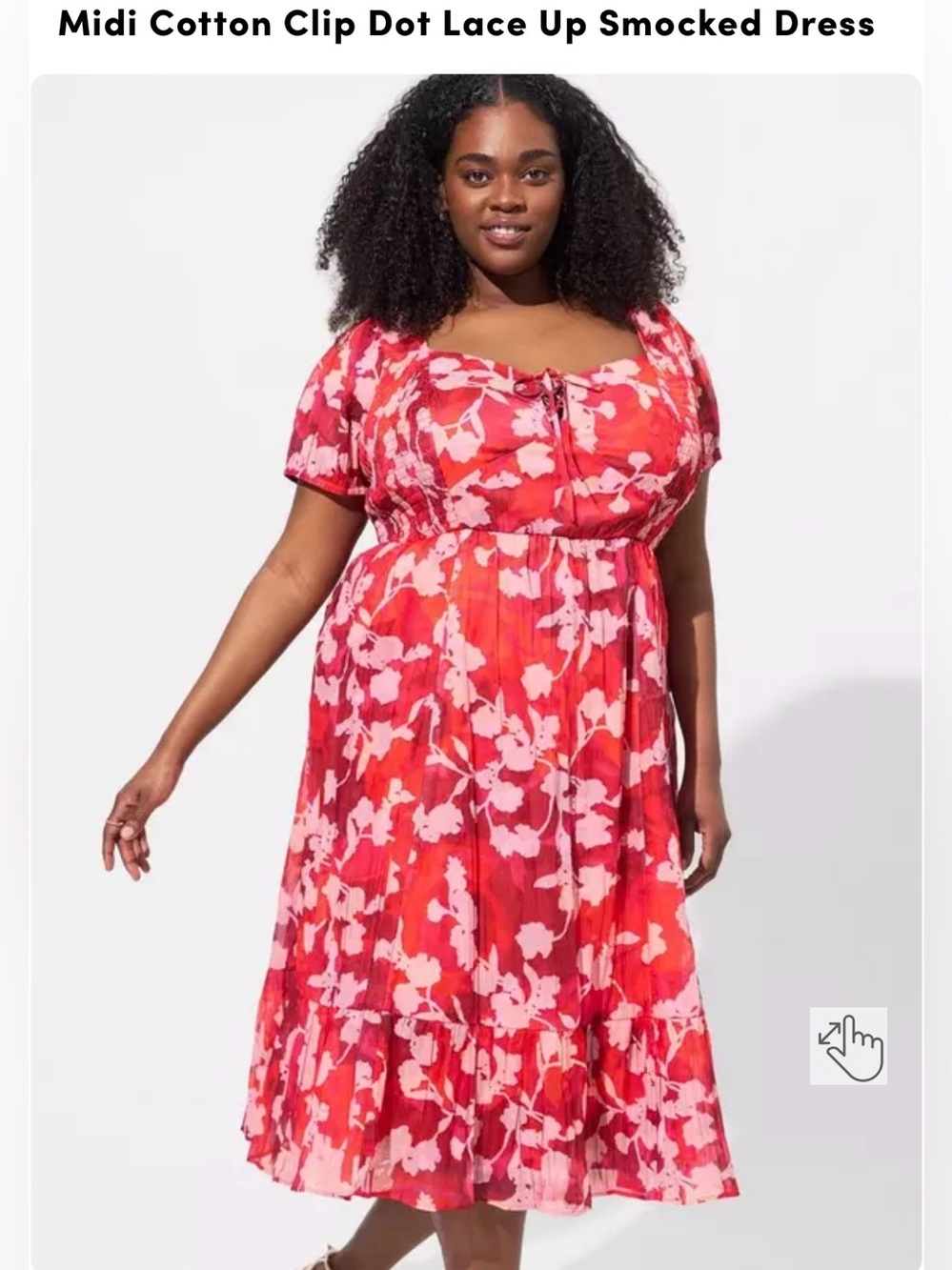 Torrid Modi Cotton Clip Dot Lace Up Smocked Dress , size 2/18-20